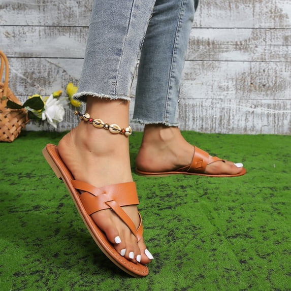 Willtoo Women's Slide Flat Sandals Comfortable Slip On Flip Flop Thong Sandals With Spring Summer Sandals