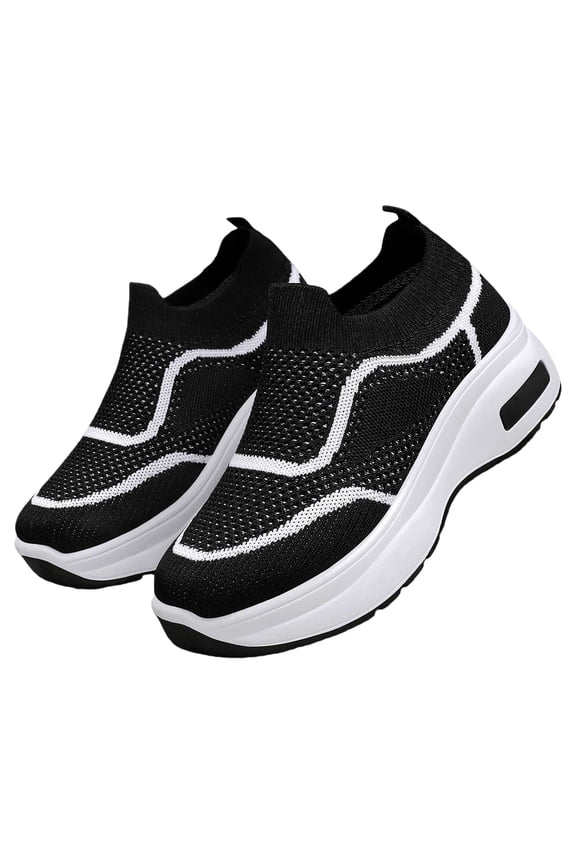 Women's Slip-On Orthopedic Sneakers with Arch Support Air Cushion Non-Slip Sole Breathable Walking Shoes for Nursing Comfort Casual Running Black