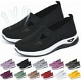 thumbnail image 1 of Willtoo Women's Slip on Sneakers Shoes Woven Orthopedic Breathable Soft Shoes Walking Diabetic Foam Shoes Hands Free Slip in, Soft Walking Shoes for Women Black, 1 of 6