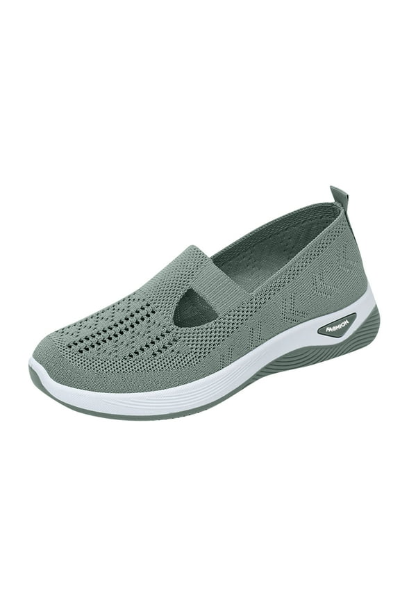 Women's Slip on Sneakers Shoes Woven Orthopedic Breathable Soft Shoes Walking Diabetic Foam Shoes Hands Free Slip in, Soft Walking Shoes for Women Green 8 Wide