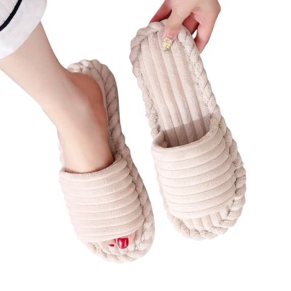 Willtoo Women's Slippers with Open Toe, Spring Fall Indoor Outdoor Fuzzy House Shoes, Thick Foam Sole & Warm Fleece Lining