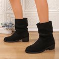 thumbnail image 1 of Willtoo Women's Slouch Ruched Mid Calf Ankle Boots, Faux Suede Round Toe Low Block Heel Back Zipper Booties, Casual Fall Winter Fashion Short Boots, 1 of 5