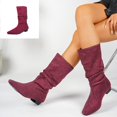 thumbnail image 1 of Willtoo Women's Slouchy Knee High Boots, Pointed Toe Low Heel Pull On Tall Faux Suede Boots, Ruched Wide Calf Fall Winter Dress Boots, 1 of 6