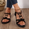 thumbnail image 1 of Willtoo Women's Strappy Beaded Flower Sandals Boho Open Toe Ankle Strap Flat Sandals Summer Vacation Beachwear Shoes Trendy 2026, 1 of 6