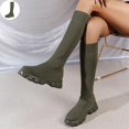thumbnail image 1 of Willtoo Women’s Stretch Knit Knee‑High Sock Boots, Thick Lug Sole Platform Fashion Winter Boots, Comfortable Non Slip Casual Pull On Boots, 1 of 6