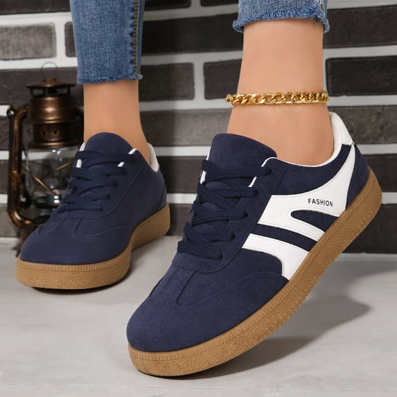 Willtoo Women's Stylish Round Toe Casual Shoes Comfortable Sports Lace Up Low Top Flat Sneakers Female All Match Retro Fashion Sneakers