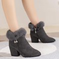thumbnail image 1 of Willtoo Women's Suede Chunky Heeled Fluffy Fur Warm Ankle Boots,Fashion Pointed Toe Side Zipper High Heel Warm Booties,Outdoor Casual Non-slip Dressy Winter Boots Gray, 1 of 5
