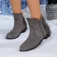 thumbnail image 1 of Willtoo Women's Suede Fringe Ankle Boots, Low Block Heel Western Cowgirl Short Booties, Vintage Side Tassel Cowboy Boots, Slip On Casual Fall Winter Daily Walking Shoes, 1 of 5