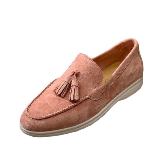 Willtoo Women's Suede Loafers with Tassels – Slip-On Dress Shoes for Casual– Fashionable & Comfortable Pink