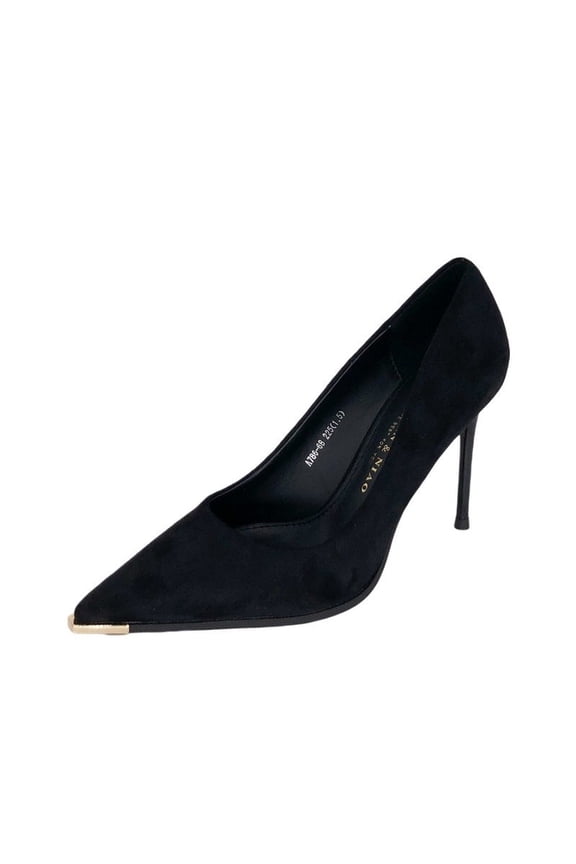 Women's Suede Pointed Toe Stiletto High Heel Pumps for Fall Season Dress Occasions Black