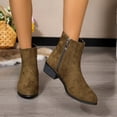 thumbnail image 1 of Willtoo Women’s Faux Suede Round Toe Chunky Heel Ankle Boots with Rear Zip Retro Comfortable Shoes Non-Slip Low Block Heel Dress Short Boots, 1 of 5