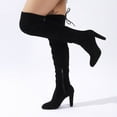 thumbnail image 1 of Willtoo Women's Thigh High Boots Over The Knee Long Suede Chunky Heel Boots for Dresses Black, 1 of 5