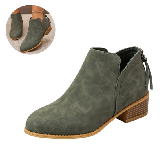 Willtoo Women's V Cut Fashion Back Zipper Ankle Booties