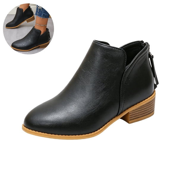 Willtoo Women's V Cut Fashion Back Zipper Ankle Booties
