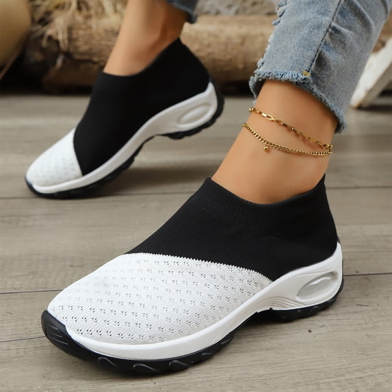 Willtoo Women's Walking Shoes Arch Support Non Slip Work Shoes Breathable Knit Upper Lightweight