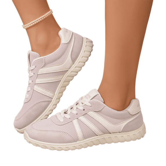 Willtoo Women's Walking Shoes Casual Mesh Sneakers, Retro Lace Up Comfortable Running Shoes, Lightweight Contrast Stripe Athletic Trainers