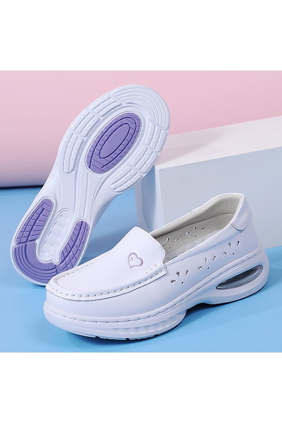 Women's White Air-Cushion Slip On Orthopedic Nurse Shoes Comfortable Nurses Anti Slip Nursing Shoes Walking Loafers