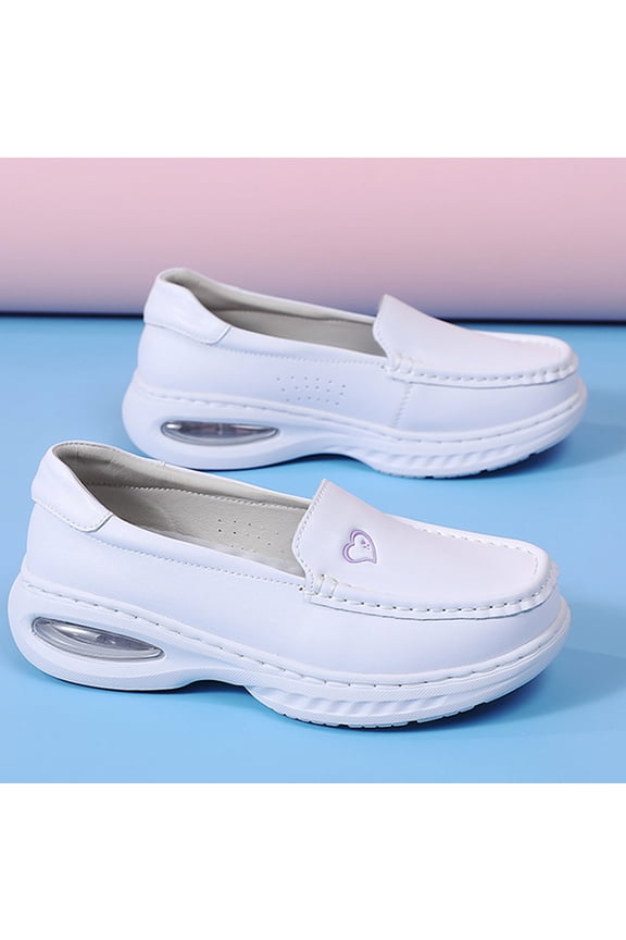 Women's White Air-Cushion Slip On Orthopedic Nurse Shoes Comfortable Nurses Anti Slip Nursing Shoes Walking Loafers