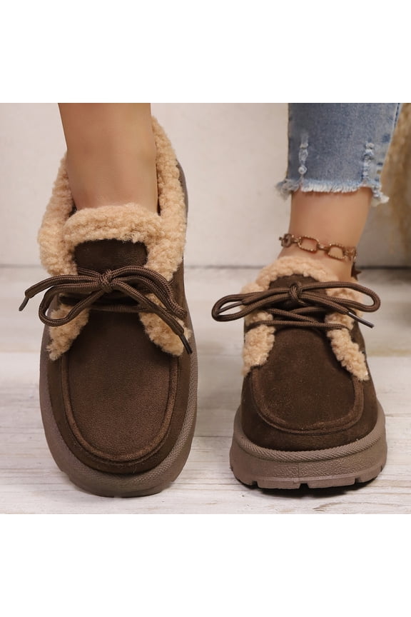 Women's Winter Faux Fur-Lined Slip-On Loafers Plush Shearling Lining for Cold-Weather Warmth