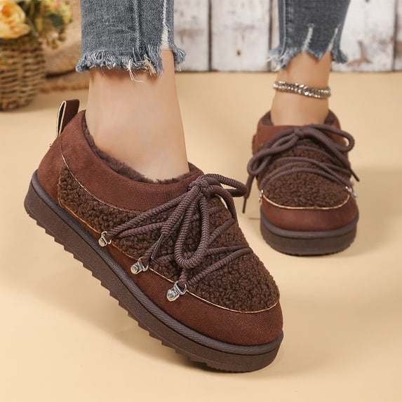 Willtoo Women's Winter Snow Boots Comfort Plush Warm Sneakers Indoor/Outdoor Anti-Slip Leisure Short Boot Thick Bottom Loafers