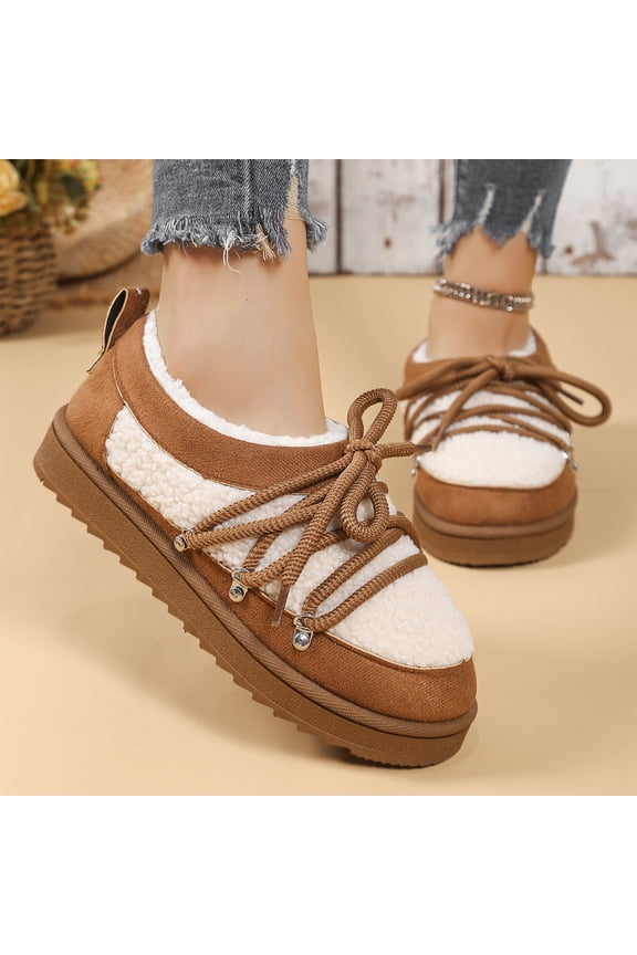 Women's Winter Snow Boots Comfort Plush Warm Sneakers Indoor/Outdoor Anti-Slip Leisure Short Boot Thick Bottom Loafers