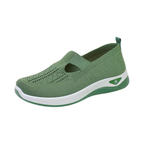 Willtoo Women's Woven Orthopedic Breathable Soft Shoes, Lightweight Comfortable Mesh Stretch Sneakers,Go Walking Slip on Diabetic Foam Shoes Army Green 6.5 Wide