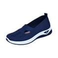 thumbnail image 1 of Willtoo Women's Woven Orthopedic Breathable Soft Shoes, Lightweight Comfortable Mesh Stretch Sneakers,Go Walking Slip on Diabetic Foam Shoes Dark Blue 8.5 Wide, 1 of 3