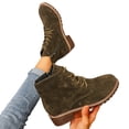 thumbnail image 1 of Willtoo Womens Ankle Boots Round Toe Lace‑Up Combat Booties with Side Zipper Low Block Heel Casual Short Boots for Daily Wear, 1 of 5