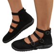 thumbnail image 1 of Willtoo Womens Ankle Strap Flat Shoes Casual Round Toe Walking Shoes with Metal Buckles Comfortable Non Slip Mary Janes, 1 of 5