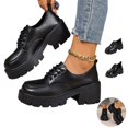 thumbnail image 1 of Willtoo Womens British‑Inspired Lace‑Up Walking Shoes Round‑Toe Chunky Lug‑Sole Low‑Top Block‑Heel Fashion Footwear for Daily Wear, 1 of 6