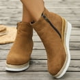 thumbnail image 1 of Willtoo Womens Chelsea Wedge Boots Elastic Platform Lug Sole Slip on Wedge Ankle Booties Casual Non Slip Fall Winter Walking Shoes, 1 of 5