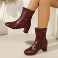 thumbnail image 1 of Willtoo Womens Chunky Block Heel Booties Zip Up Square Toe Ankle Fashion Short Boots, 1 of 5