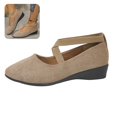 thumbnail image 1 of Willtoo Womens Crisscross Elastic Strap Wedge Flats Comfort Slip‑On Mary Jane Shoes Soft Lightweight Non‑Slip Round Toe Casual Walking Shoes, 1 of 6
