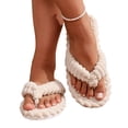 thumbnail image 1 of Willtoo Womens Flip Flops Slippers with Memory Foam Cute Corduroy Bow House Slippers Indoors Outdoors Soft Anti-Skid Open Top, 1 of 6
