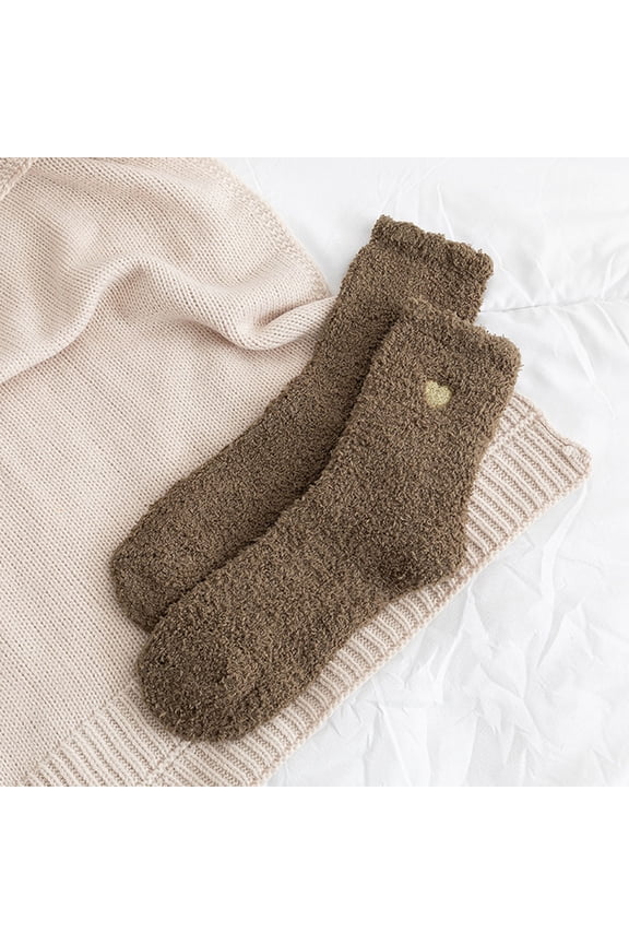 Womens Fuzzy Socks Winter Warm Fluffy Heart Pattern Wool Socks Home Sleeping Slipper Hose Cute Xmas Gifts for Women