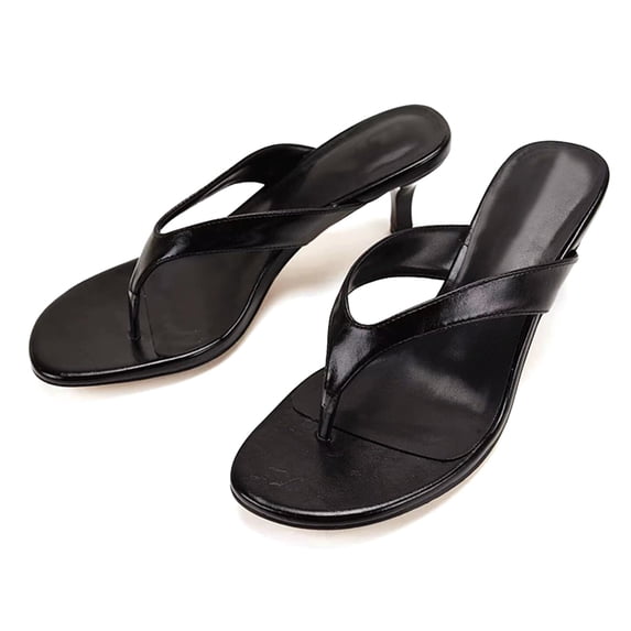 Willtoo Womens Kitten Heel Flip Flops Round Open Toe Thong Strap High Heel Slide Sandals Summer Prom Party Heeled Dress Sandals