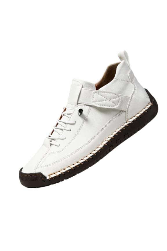 Womens Leather Ankle Boots Orthopedic Shoes Waterproof High Top Leather Slip on Trendy Lightweight Comfortable Running Walking Shoes Outdoor Slip on Booties for Hiking Camping Driving