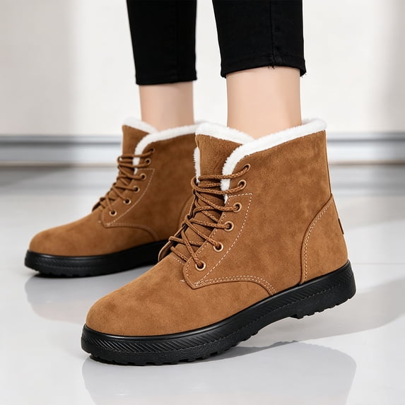 Willtoo Womens Lightweight Snow Boots Winter Warm Lining Anti-Slip Mid Top Faux Leather Sneakers for Hiking Working Driving Outdoor Trekking Hiker Shoes