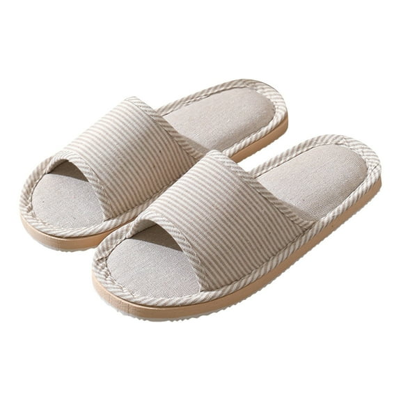 Willtoo Womens/Mens Home Slippers,Cotton and Linen Casual Indoor Outdoor Open-Toe Shoes Beige 7.5