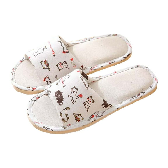 Willtoo Womens/Mens Home Slippers,Cotton and Linen Casual Indoor Outdoor Open-Toe Shoes Brown 7.5