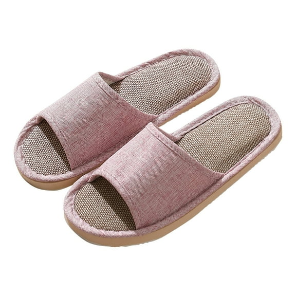 Willtoo Womens/Mens Home Slippers,Cotton and Linen Casual Indoor Outdoor Open-Toe Shoes Pink 7.5