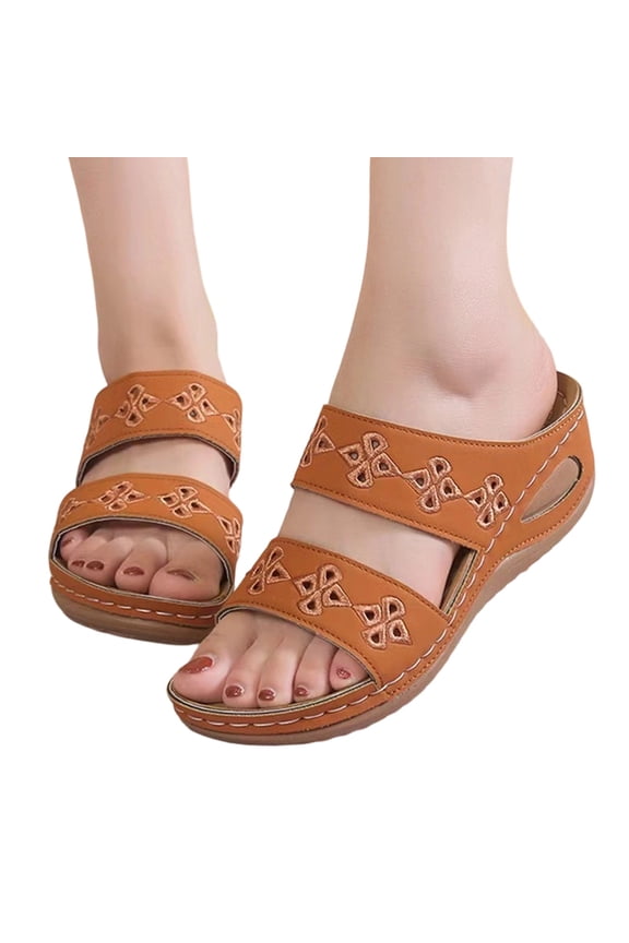 Womens Orthopedic Wedge Sandals Bohemia Slingback Open Toe Arch Support Comfortable Memory Foam Cushion Dressy Summer Sandals Outdoor Beach Casual Shoes