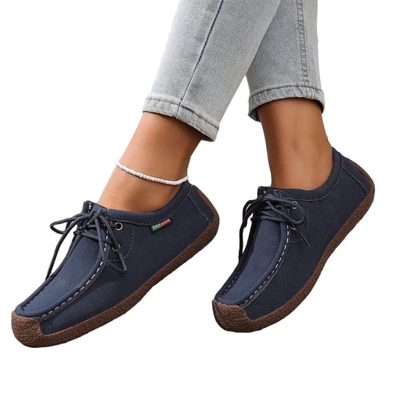 Willtoo Womens Oxford Shoes Lace Up Comfort Casual Square Toe Flat Loafers Low鈥慣op Lightweight Comfort Walking Shoes Non Slip Breathable Daily Fashion Flats