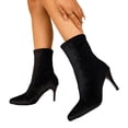 thumbnail image 1 of Willtoo Womens Pointed Toe Stiletto Ankle Boots Stretch Slim Fit Back Zipper Dress Booties Elegant Party Heeled Short Boots, 1 of 6