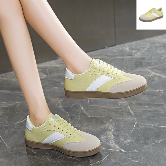 Retro Rooftop Willtoo Womens Retro Color Block Low Top Sneakers, Lace Up Faux Suede ...