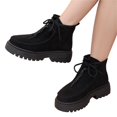 thumbnail image 1 of Willtoo Womens Round Toe Lace Up Ankle Boots Side Zipper Chunky Sole Casual Short Booties Spring Fall Fashion Outdoor Walking Shoes, 1 of 5