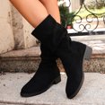 thumbnail image 1 of Willtoo Womens Ruched Faux Suede Mid Calf Boots Low Block Heel Relax Fit Pull On Fashion Walking Shoes Soft Matte Fall Winter Daily Street Styling Footwear, 1 of 5
