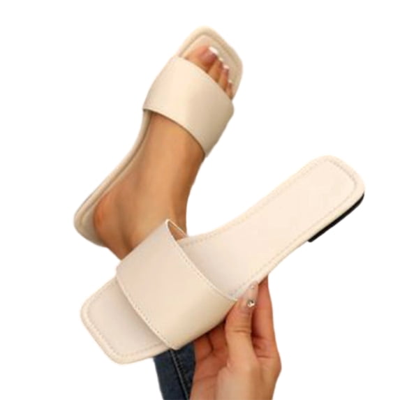 Willtoo Womens Sandals Flats Slip On Square Toe Cute Flat Spring Summer Casual Beach Dressy Slides For Women 2026 Trendy