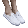 thumbnail image 1 of Willtoo Womens Slip On Canvas Mule Sneakers Backless Slide Casual Shoes, Low Top Lace Up Platform Non Slip Walking Flats, 1 of 4