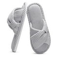 thumbnail image 1 of Willtoo Womens Slippers Open Toe House Fuzzy Slipper for Women Criss Cross Corduroy Shoes Indoor Outdoor Light Gray 8 Wide, 1 of 6